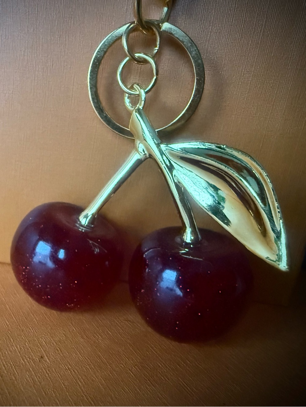 Red Sparkle Cherries NWOT Bag Charm/Keychain - Picture 2 of 2